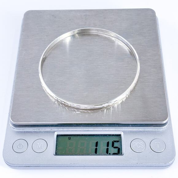 Vintage Sterling Silver 925 Hammered Bangle Bracelet 8” - Picture 7 of 7